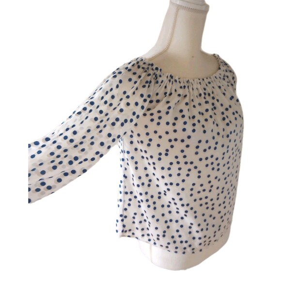 Lilly Pulitzer Lou Lou Off Shoulder Top Blouse Small White Blue Polka Dot Coast - Picture 5 of 9